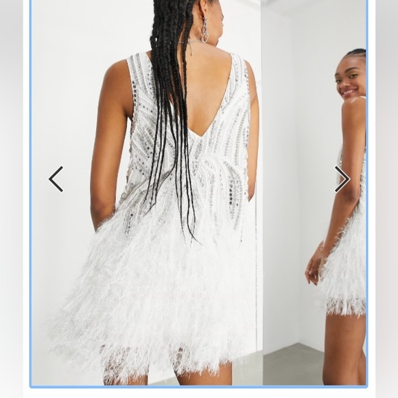 ASOS White Feathered Mini Dress - Picture 2 of 6